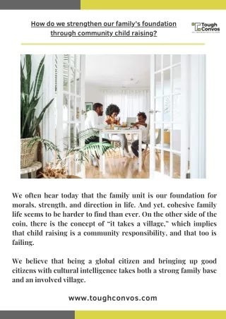 How do we strengthen our family’s foundation through community child raising