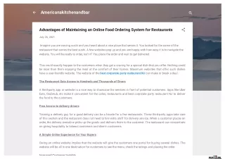 Advantages of Maintaining an Online Food Ordering System for Restaurants