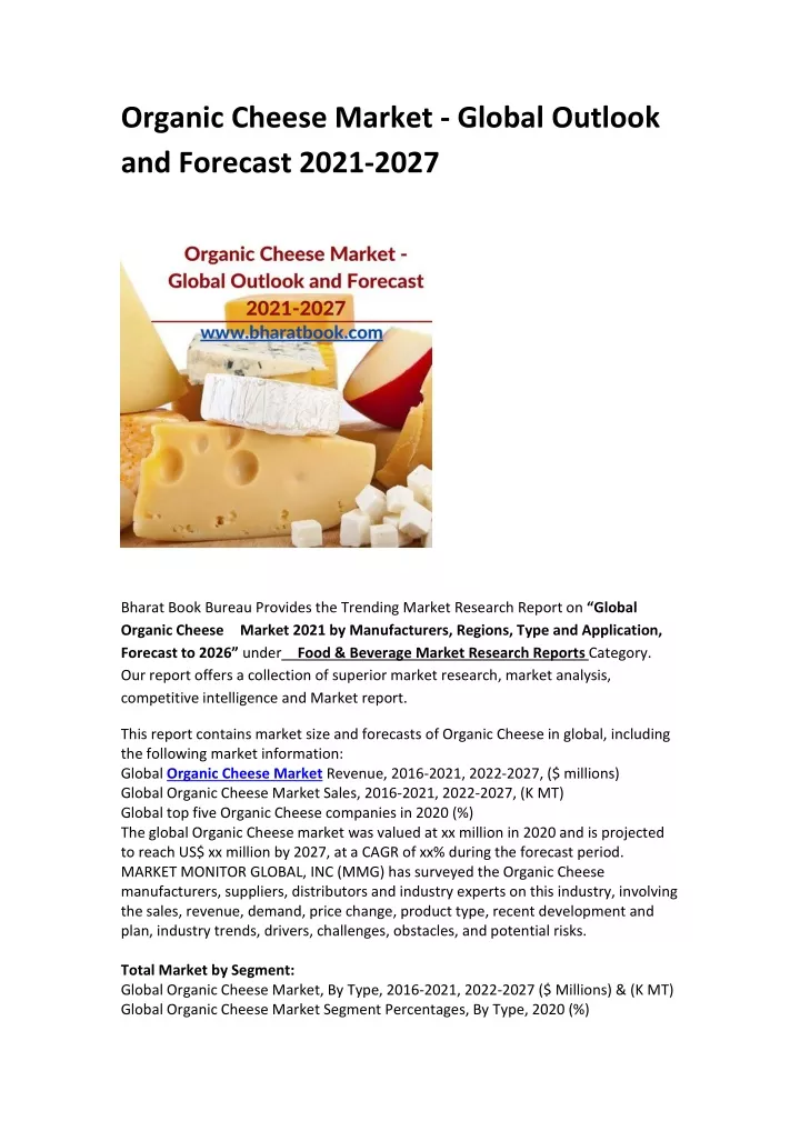 organic cheese market global outlook and forecast