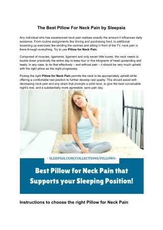 The Best Pillow For Neck Pain by Sleepsia