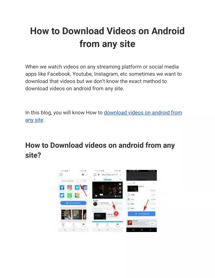 how to download videos on android from any site