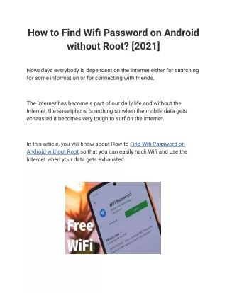 how to find wifi password on android without root