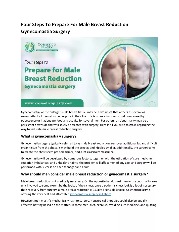 four steps to prepare for male breast reduction