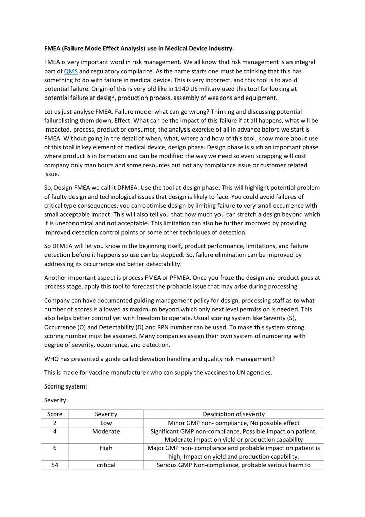 fmea failure mode effect analysis use in medical