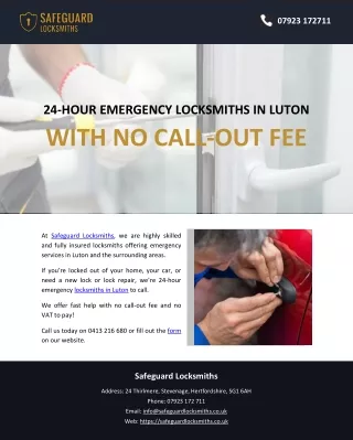 24-HOUR EMERGENCY LOCKSMITHS IN LUTON
