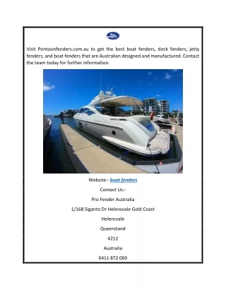 Get the best Boat Fenders  Pontoonfenders.com.au