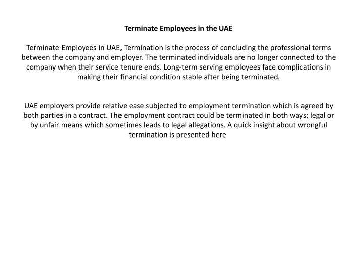 terminate employees in the uae