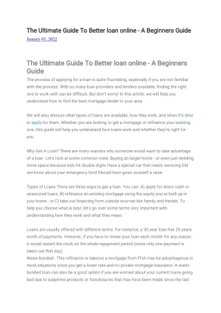 the ultimate guide to better loan online