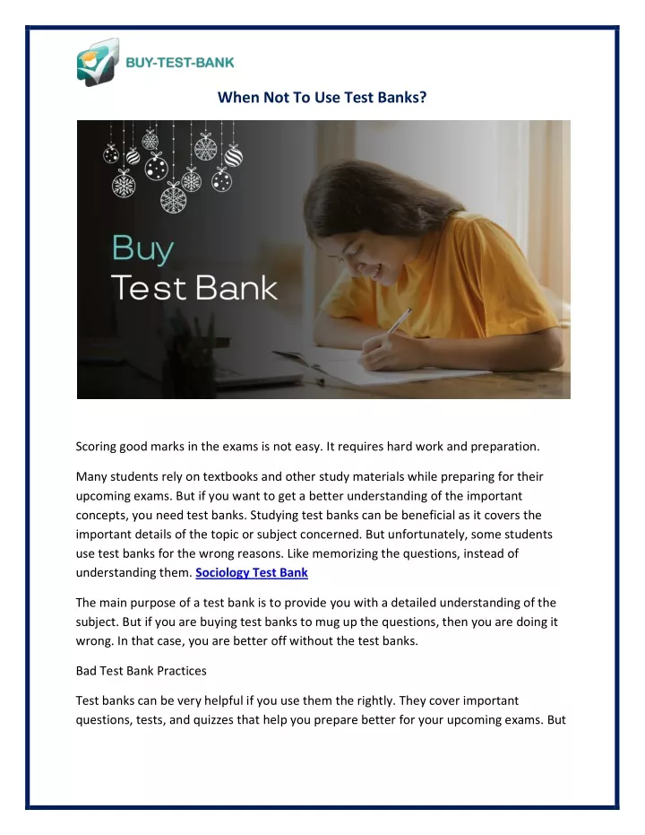 when not to use test banks