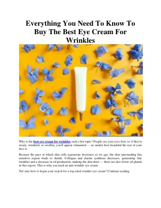 Everything You Need To Know To Buy The Best Eye Cream For Wrinkles-converted