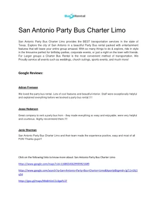 San Antonio Party Bus Charter Limo