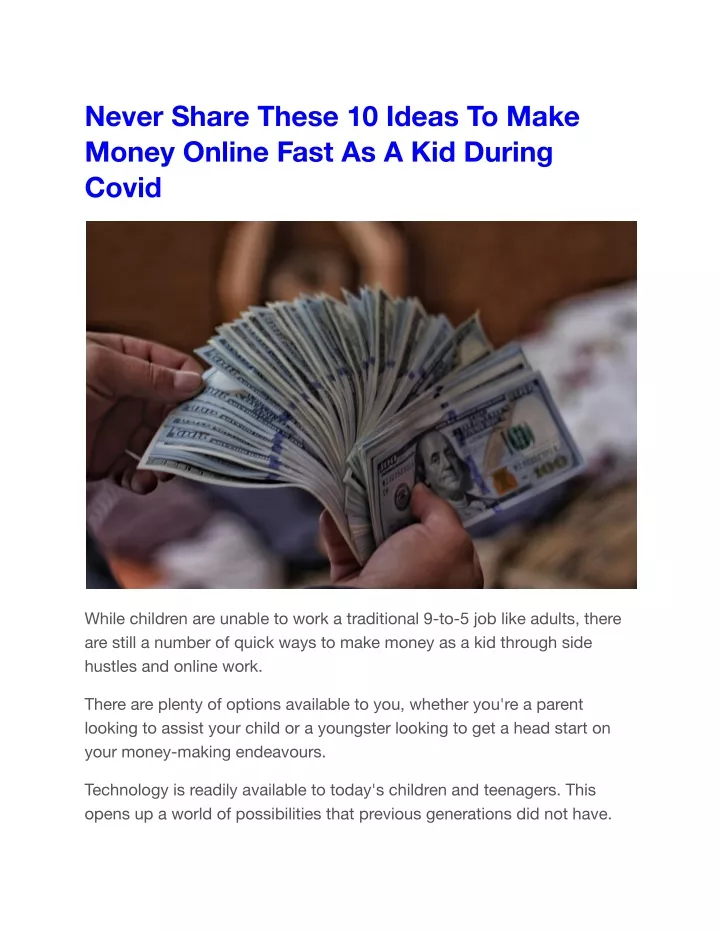 never share these 10 ideas to make money online