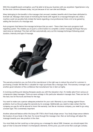Tips Discover The Suitable Massage Chair