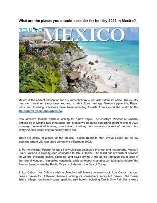 What are the places you should consider for holiday 2022 in Mexico