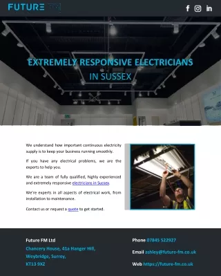 EXTREMELY RESPONSIVE ELECTRICIANS IN SUSSEX