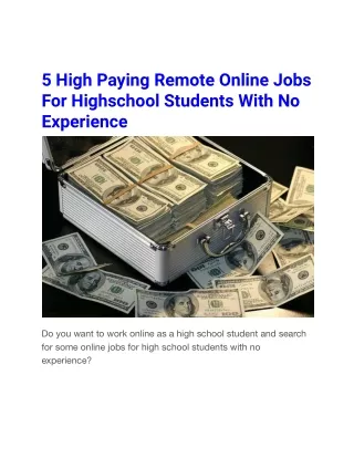 5 High Paying Remote Online Jobs For Highschool Students