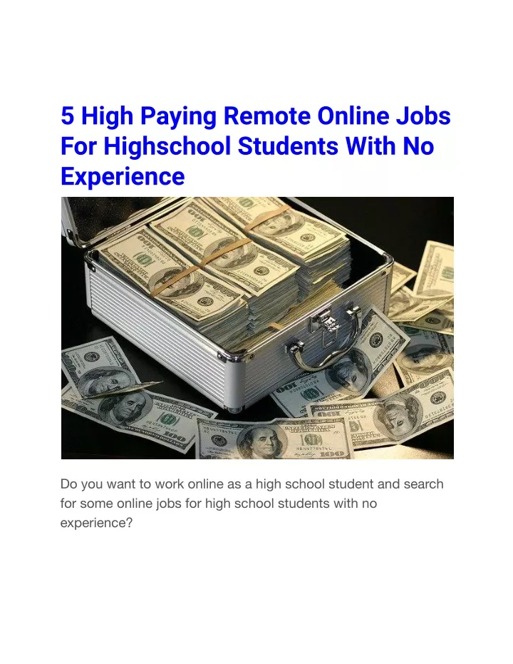 5 high paying remote online jobs for highschool