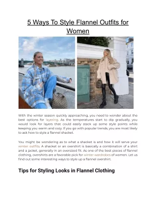 5 Ways To Style Flannel Outfits for Women