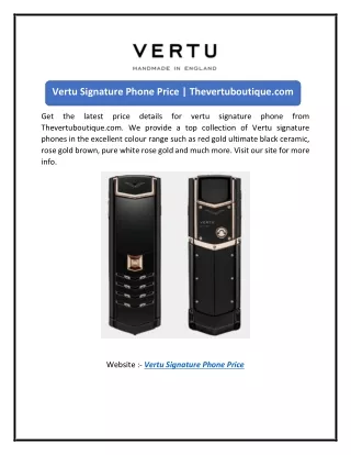 Vertu Signature Phone Price | Thevertuboutique.com