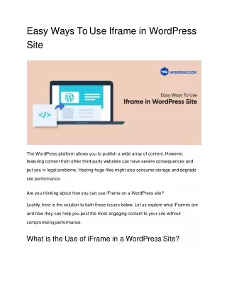 Easy Ways To Use Iframe in WordPress Site