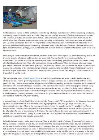 ginflatables was started in 1996 and has become