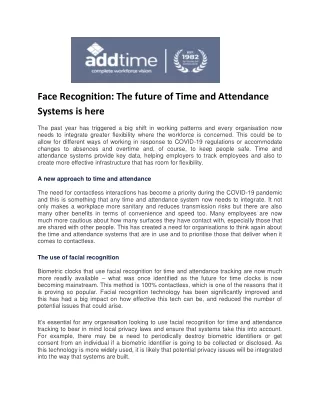 face recognition the future of time