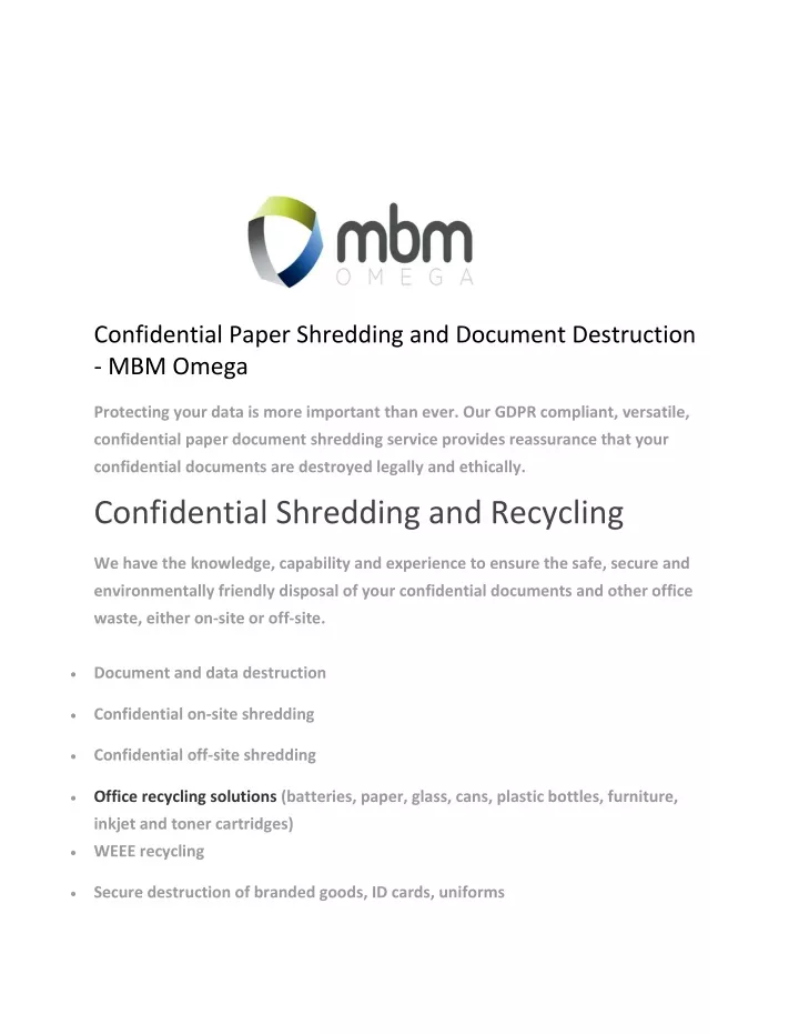 confidential paper shredding and document