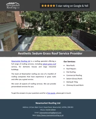 Aesthetic Sedum Grass Roof Service Provider