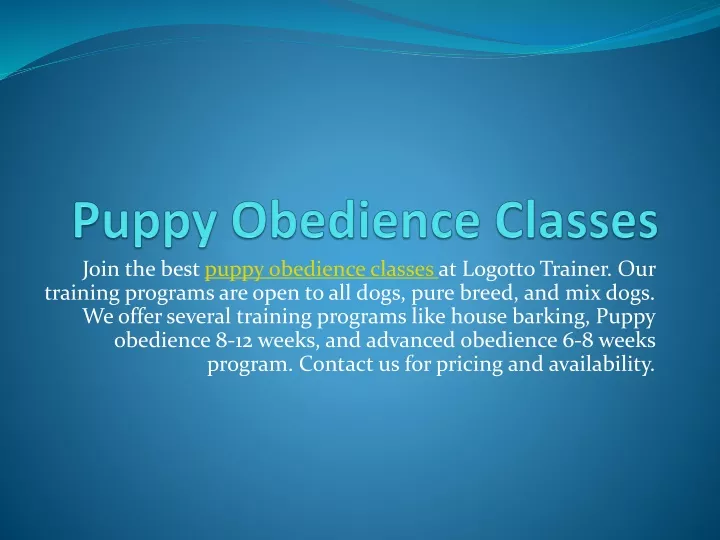 puppy obedience classes