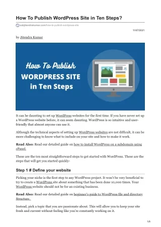 How To Publish WordPress Site in Ten Steps