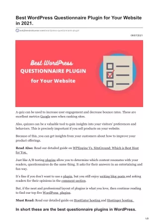 Best WordPress Questionnaire Plugin for Your Website in 2021