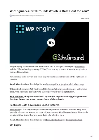 WPEngine Vs SiteGround Which is Best Host for You