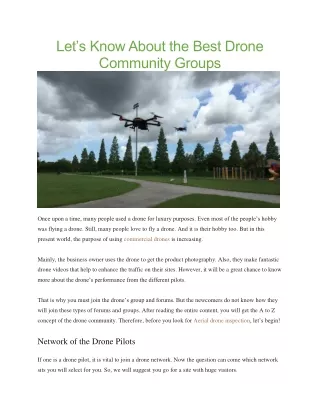 let s know about the best drone community groups