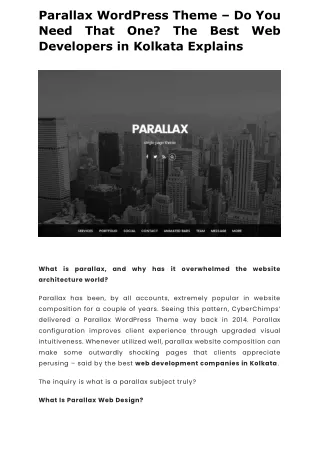 Parallax WordPress Theme – Do You Need That One The Best Web Developers in Kolkata Explains