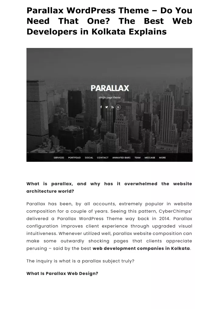 parallax wordpress theme do you need that