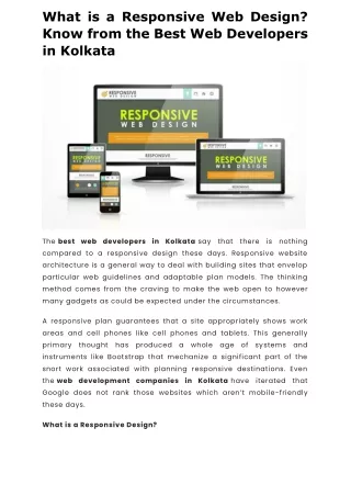 What is a Responsive Web Design - Know from the Best Web Developers in Kolkata