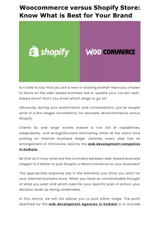 Woocommerce versus Shopify Store - Know What is Best for Your Brand