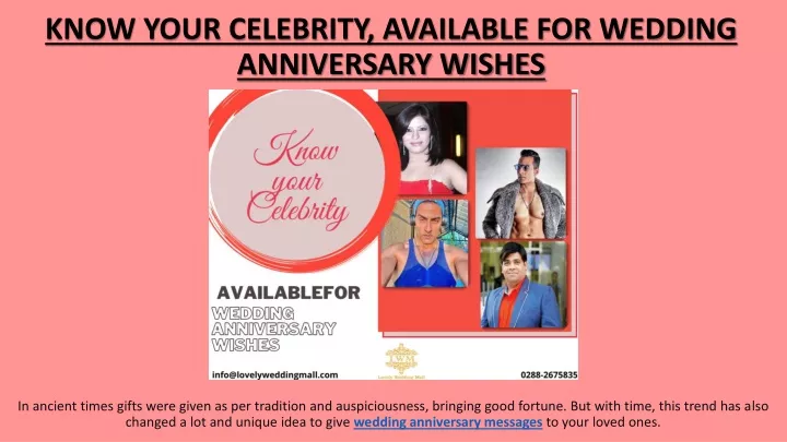 know your celebrity available for wedding anniversary wishes