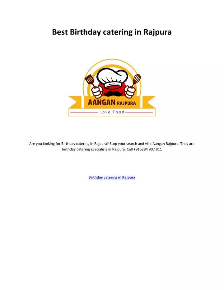 best birthday catering in rajpura
