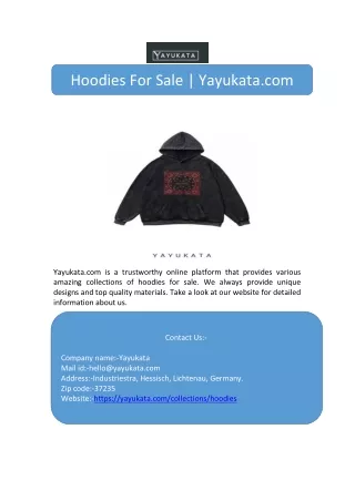 Hoodies For Sale | Yayukata.com
