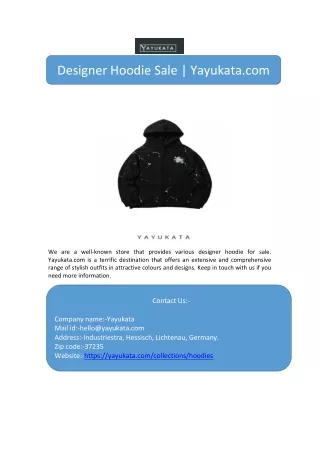 Designer Hoodie Sale | Yayukata.com