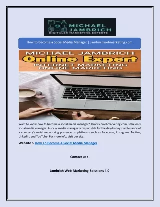 How to Become a Social Media Manager | Jambrichwebmarketing.com