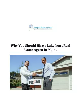 Why You Should Hire a Lakefront Real Estate Agent in Maine
