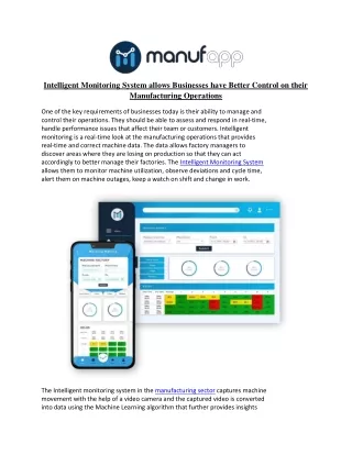 Intelligent Monitoring System allows Businesses have Better Control on their Man