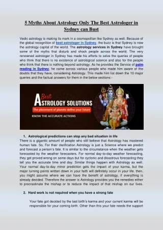 5 Myths About Astrology Only The Best Astrologer in Sydney can Bust