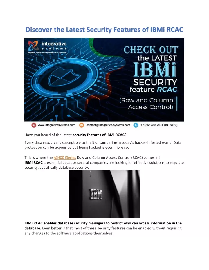 discover the latest security features of ibmi rcac