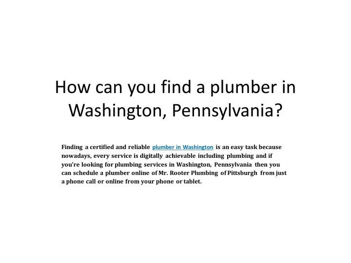 how can you find a plumber in washington pennsylvania