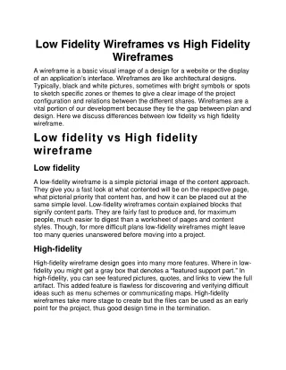low fidelity wireframes vs high fidelity