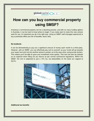 How can you buy commercial property using SMSF
