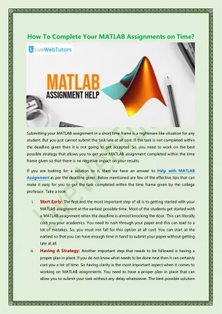 how to complete your matlab assignments on time